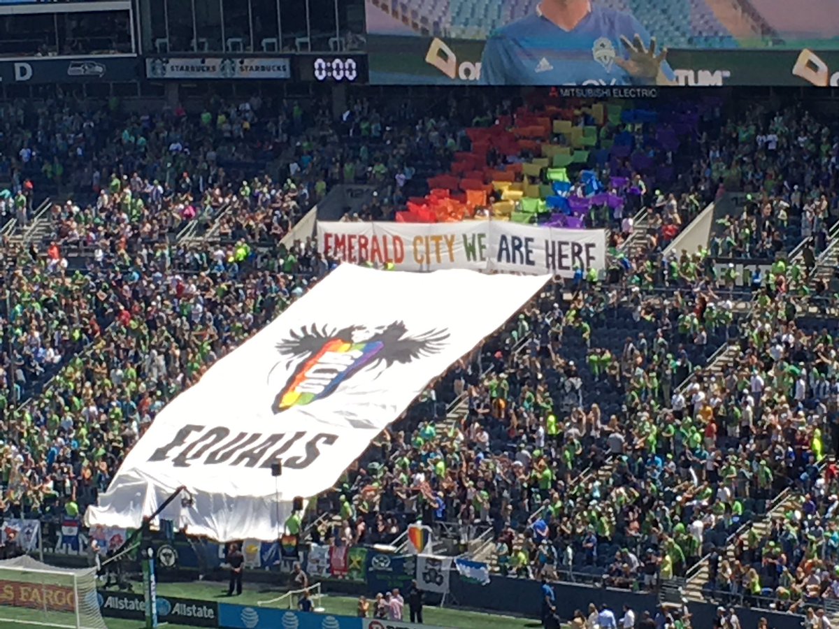 jonhumbert's tweet photo. This town has no time, acceptance or acknowledgement of hatred. #lovewins #Sounders #Pride https://t.co/rUYa4AfA1C