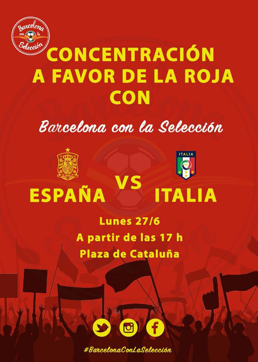 Societatcc's tweet photo. Acude a apoyar a la Selecci��n a Plaza Cataluña el próximo lunes 27  
Comparte y difunde 
#BarcelonaConLaSelección https://t.co/xnui0HzV4y