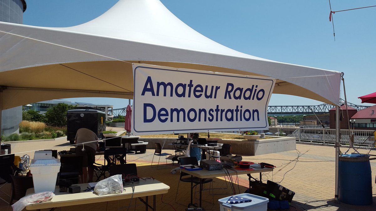 DebSuhs's tweet photo. @W9UVI @arrl Field Day almost ready to start, join us at the Peoria Riverfront Museum come play radio and have fun! https://t.co/rGD32x9Xdz