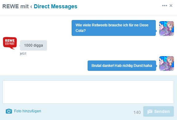 Yo Ich brauche 1000 Retweets für ne Dose Cola von <a href="/REWE_Supermarkt/">REWE</a>!! Bitte helft mir hab echt Durst!!