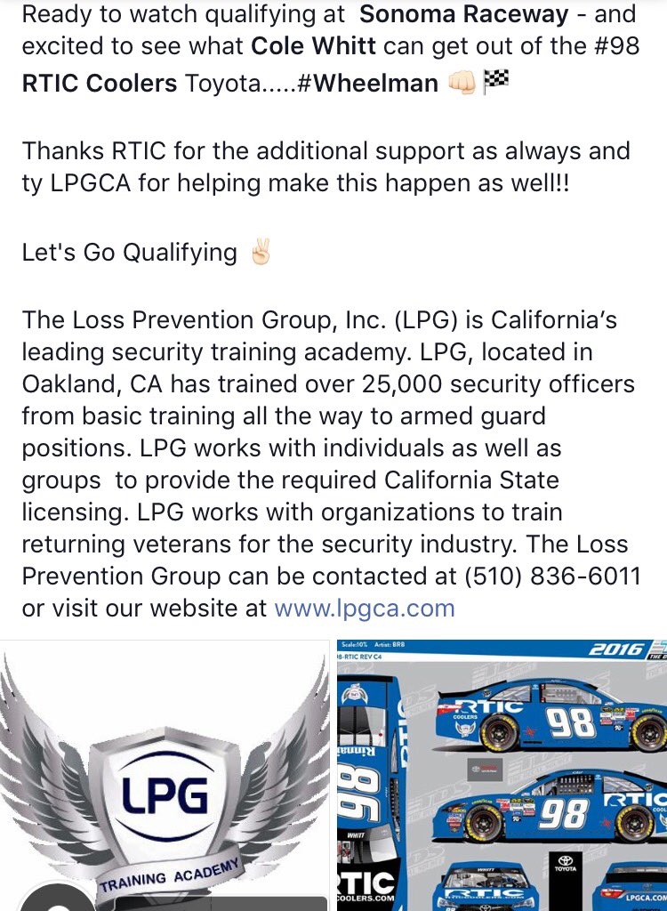MattyK_Ski's tweet photo. Qualifying from @RaceSonoma live on @FS1 now 👊🏻 go get you some @ColeWhitt #Wheelman @RticCoolers #LPGCA #GameOn 🏁💪🏻 https://t.co/0fqXfTgnrV