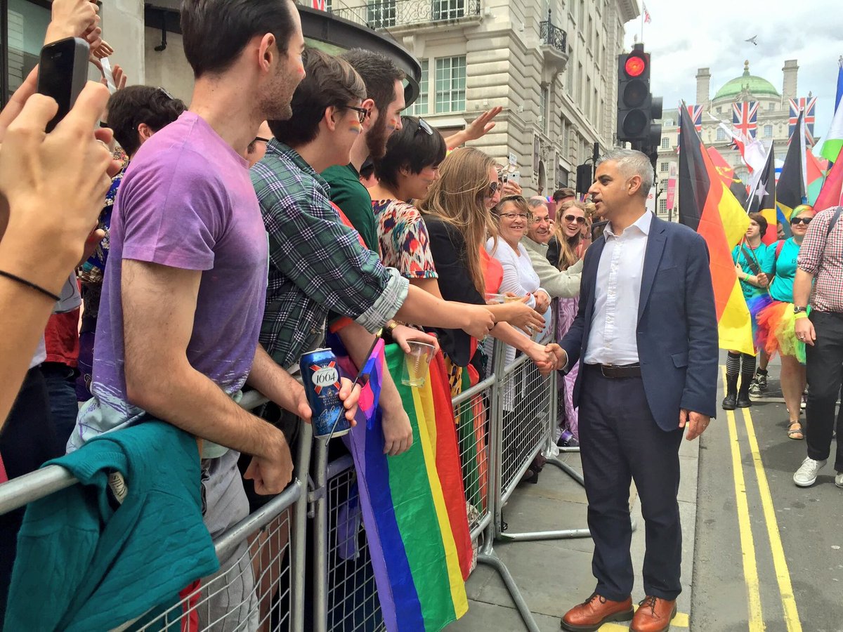 SadiqKhan's tweet photo. London is one of the most LGBT+ friendly cities in the world - &amp; I'm so proud to be your Mayor #Pride2016 #LoveWins https://t.co/JS8N0Bmscl