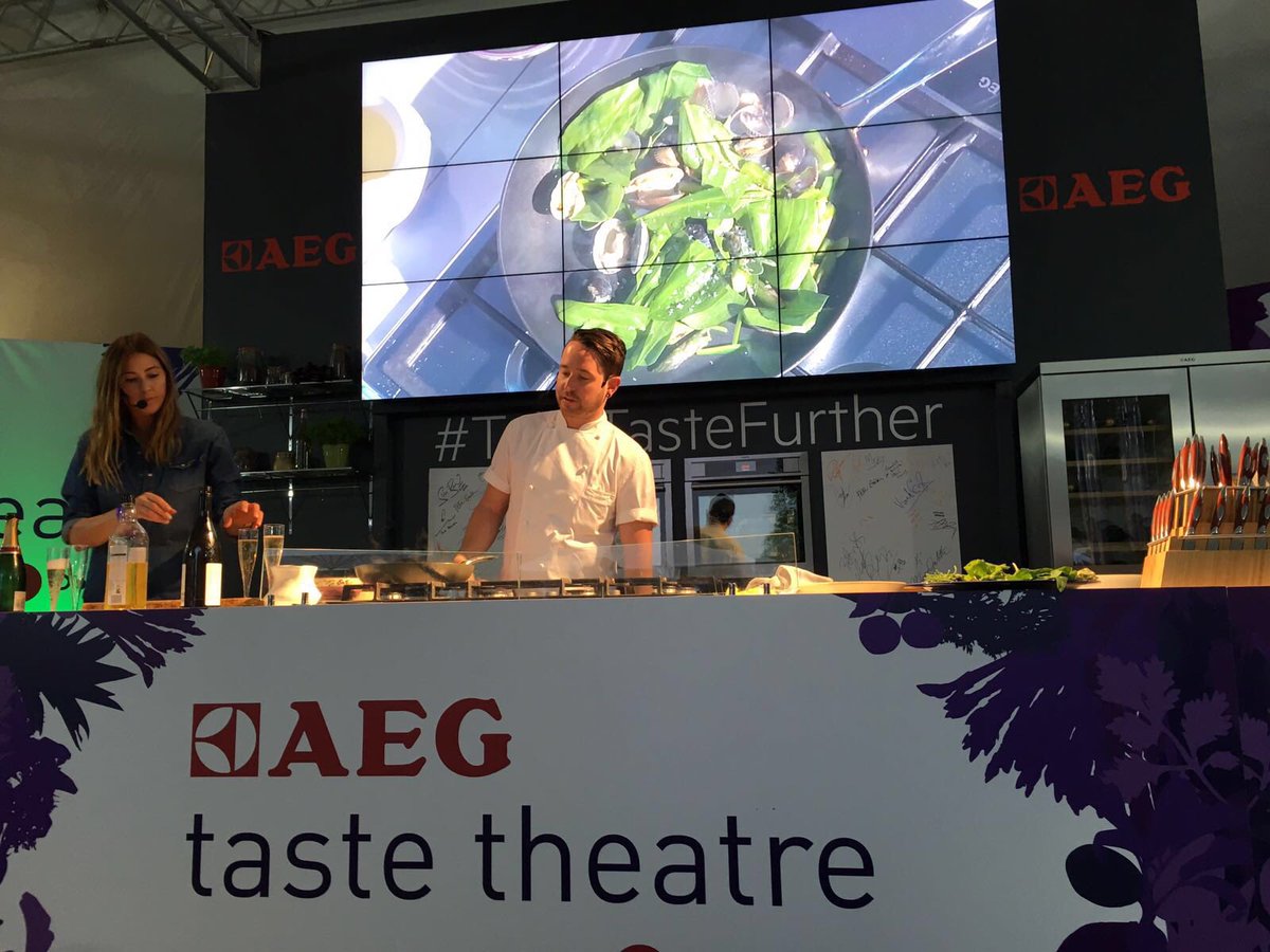 ChefGusCrosby's tweet photo. Fun cooking demo This time last week  @TasteofLondon @Lisa_Snowdon @KimSomauroo @SeaContainers https://t.co/3ERdhVpoMW