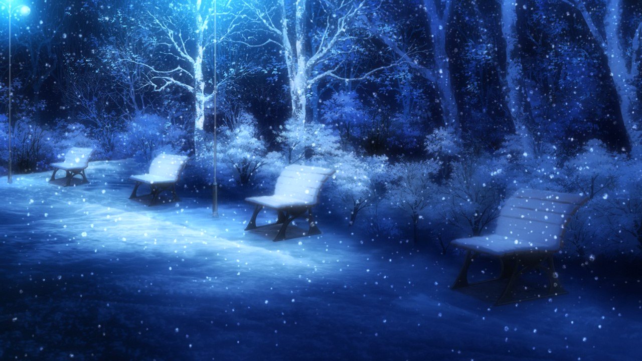 HD wallpaper anime winter snow cold temperature architecture one  person  Wallpaper Flare