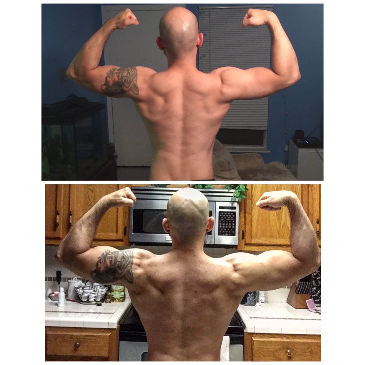 Danlift's tweet photo. 3 months apart. Top picture in March bottom was yesterday. Hardwork really does pay off! #fitness #fitfam #goals https://t.co/KyFOs07LDV