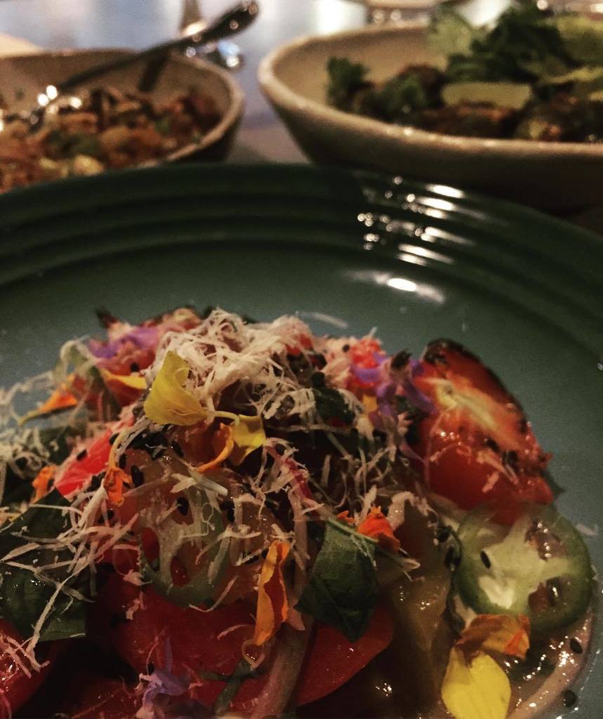 Family style Heirloom tomatoes, Brussels sprouts &amp; octopus poke <a href="/bandbnashville/">Butcher & Bee</a> yes, tomat… ift.tt/29ay1aZ