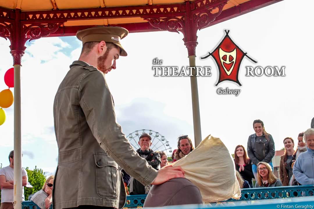 galway2020's tweet photo. How could you not smile at this!The amazing Theatre Room team performed 7 plays on the band stand in Salthill Today. https://t.co/pY8FzrSswM