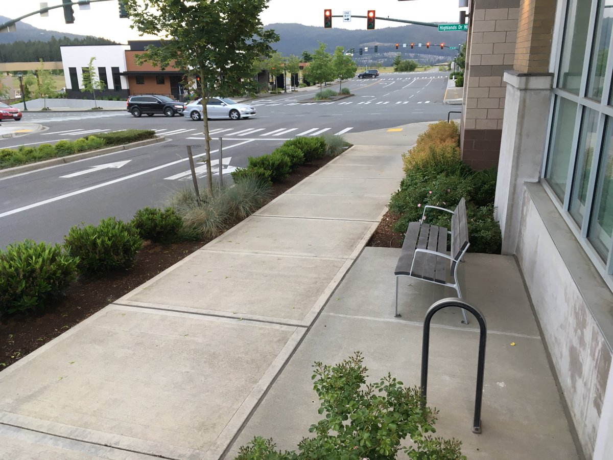 benchesofissy's tweet image. Pretty bench in the Highlands with bonus bike rack (We could do a whole thing on bike rack installation failures.)