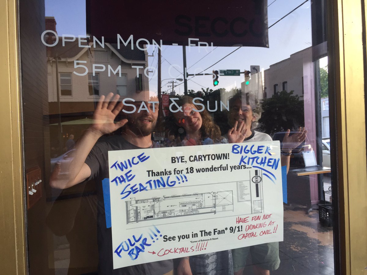seccowinebar's tweet photo. Our #Carytown run is done. Onward+upward to #fandistrict early Sept. Can't wait! Have fun not drinking at cap one! 😂 https://t.co/O4jWNIvETD