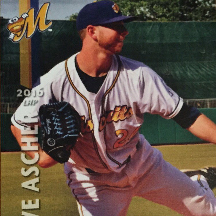 TuckerBaseball's tweet photo. Steve Ascher's (MHS Class of 2011) latest Baseball card for the Montgomery Biscuits, Tampa's AA minor league team. https://t.co/krSkQ0xLd5
