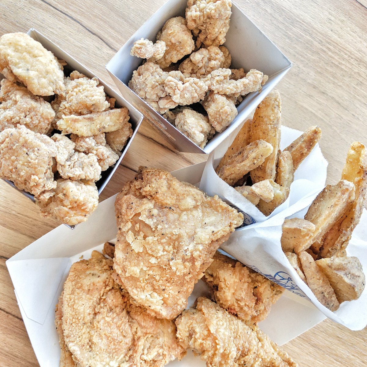 Fried Chicken, Taters and Popcorn Chicken at Mary Brown's in Toronto, Ontario