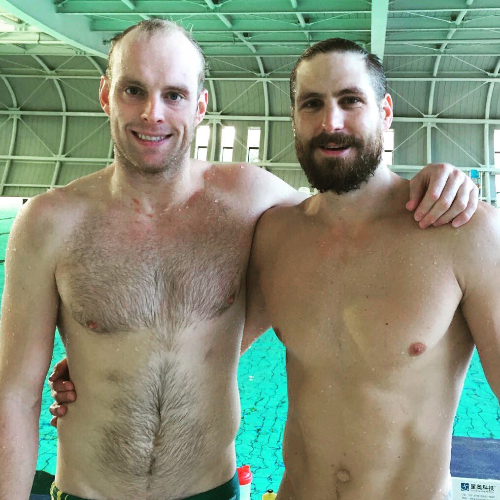 WaterpoloAus's tweet image. 200 CLUB 👏 Huge milestone for #AussieSharks Johnno &amp;amp; @RhysHowden playing their 200th international game at WL Finals