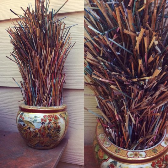 JungKatzBlog's tweet image. 6 Years and over $500 in incense and my uncle has an unintentional piece of art that speaks volumes on habit.