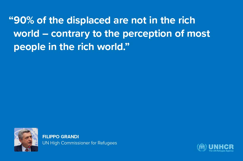 Refugees's tweet photo. "90% of displaced are not in the rich world - contrary to the perception of most in the rich world"
#WithRefugees https://t.co/FYR050RWye