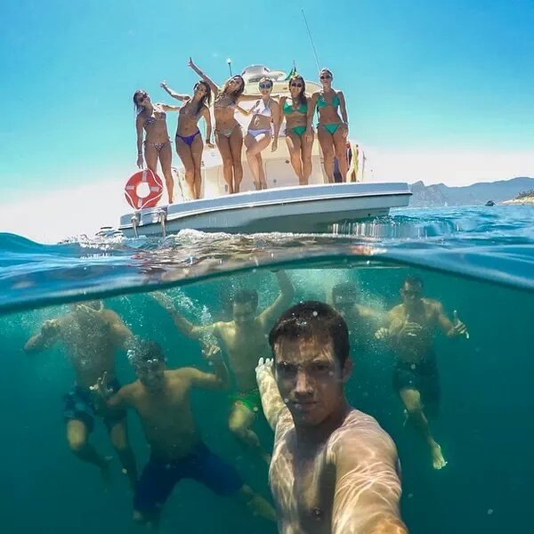 Best group selfie ever, on a yacht in Brazil