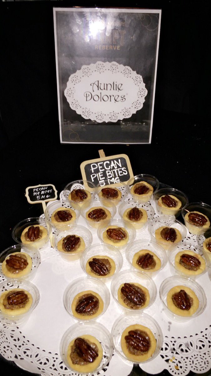 DavidKram's tweet photo. Really awesome Pecan Pie bites courtesy of @AuntieDolores at @OpenVAPE #CraftReserve Party. π―ππ» #amazing #edibles https://t.co/wEsxLW5YBi