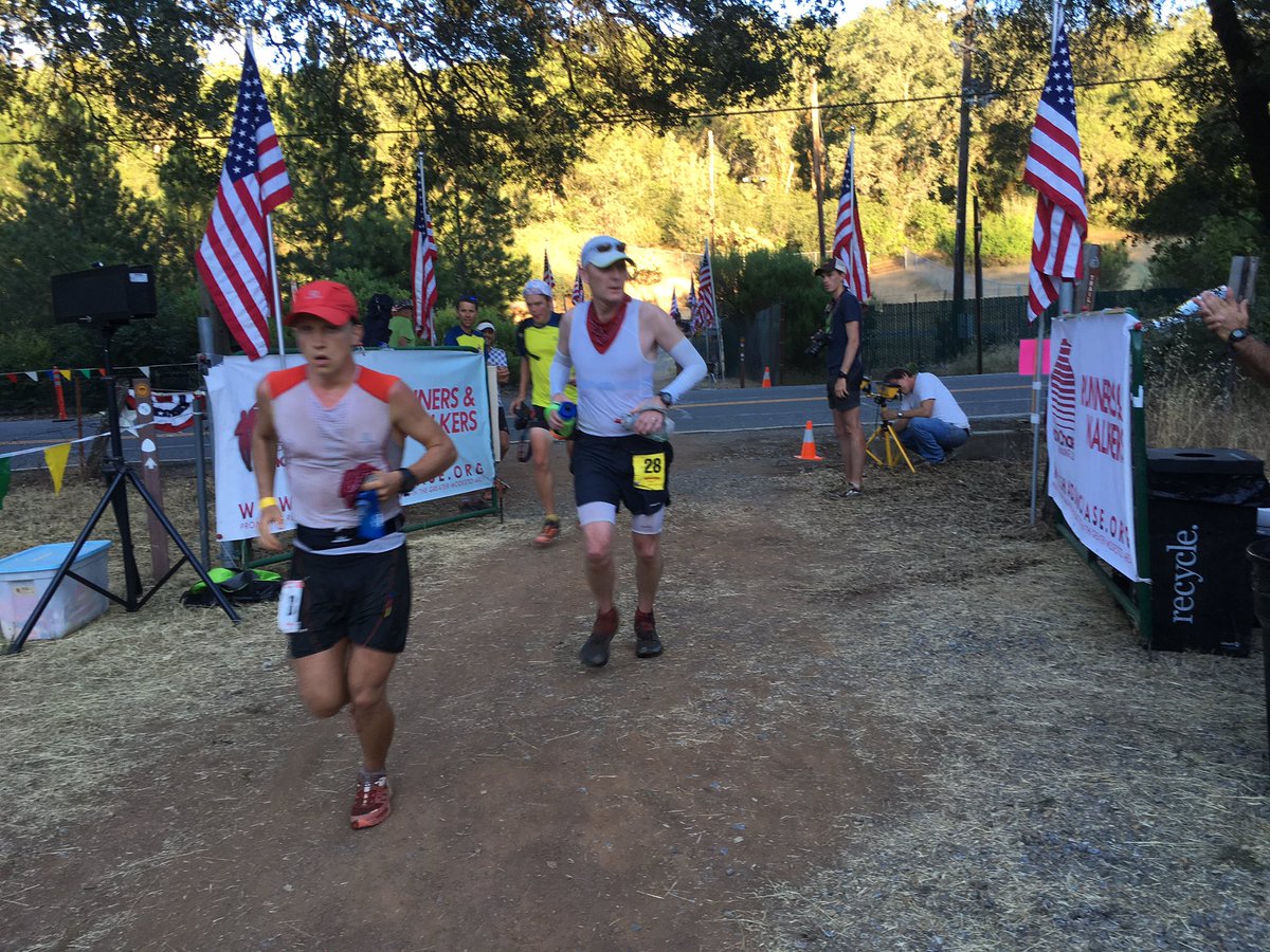 iRunFar's tweet photo. Andrew Miller now leads the Western States 100 at Highway 49 (mile 93.5) in 14:37 elapsed. In. Out. Gone. #WS100 https://t.co/T39CA4sg4F
