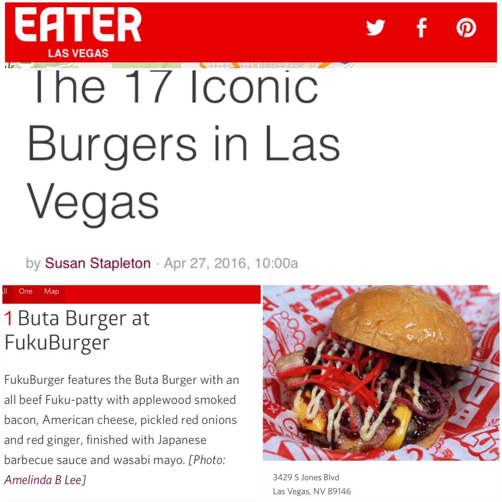 fukuburger's tweet photo. The @eatervegas burger list is out! So awesome to be a part of it. #ButaBurger https://t.co/lUXhNv5N0D