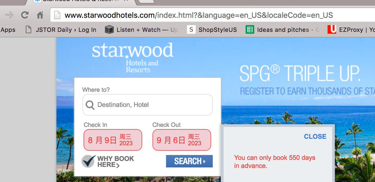 ShowTuneHealer's tweet photo. @StarwoodBuzz Your website is displaying dates in Chinese even after switching to English -- both Safari  &amp; Chrome. https://t.co/xqxwYV7aHs