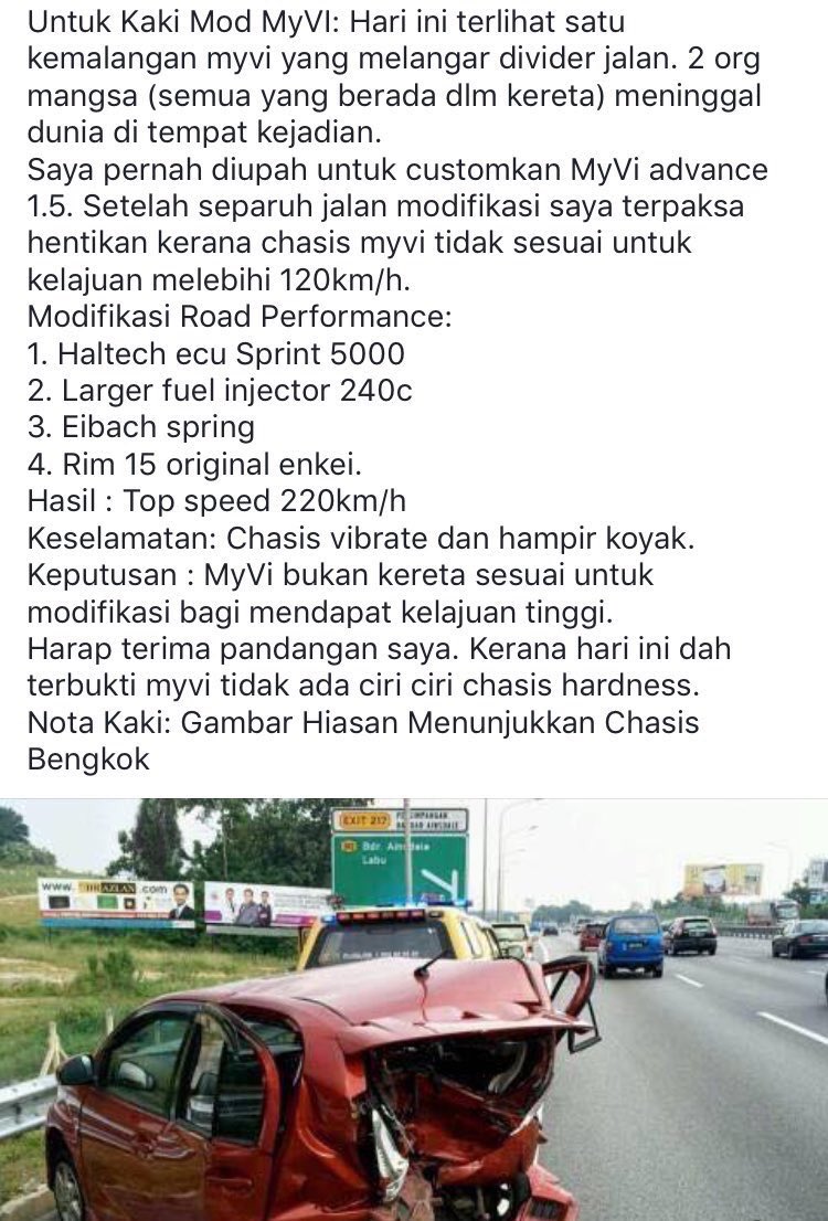 EpikBundle's tweet photo. Katanya Perodua Myvi tak sesuai dipandu lebih 120kmj. That's why Myvi sesuai dlm bandar je.
Hati-hati memandu gais https://t.co/9HSzQtoT3k