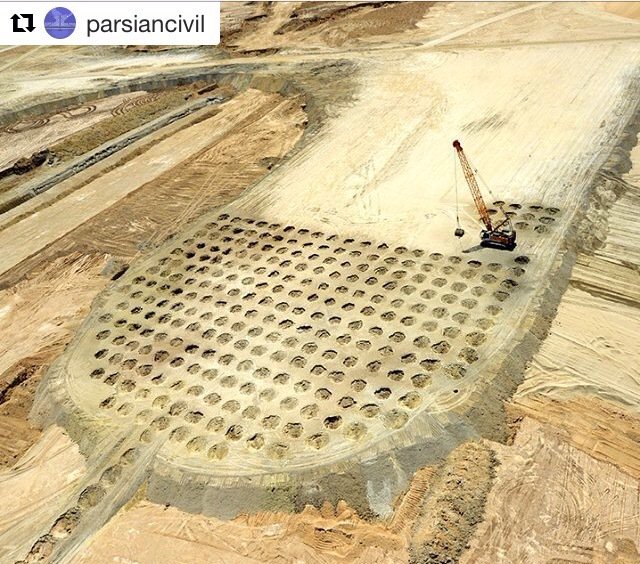 Vista aérea de un sitio de ejecución de compactación dinámica.