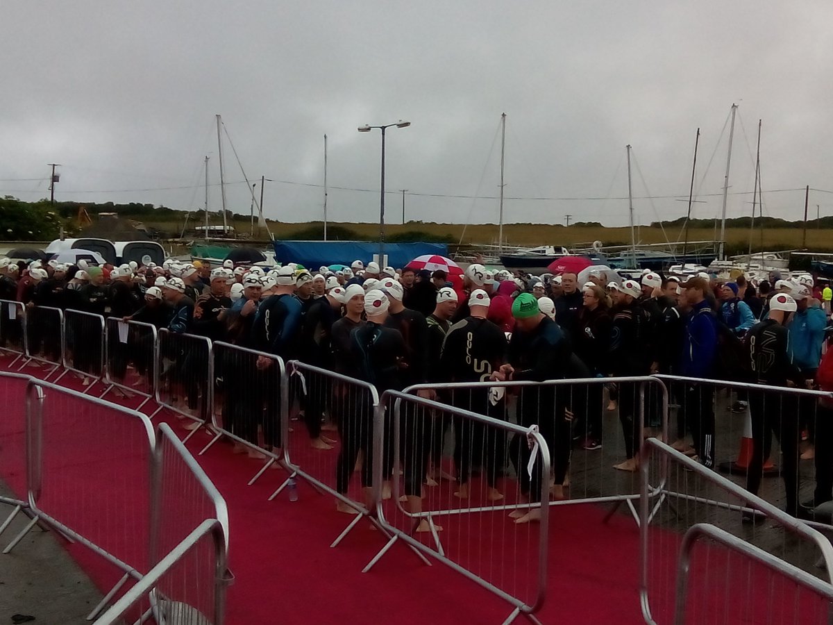 Athletes are getting ready for the full swim start this morning here in Renville! #challengegalway