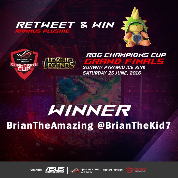 lolsgmy's tweet photo. Congrats to @BrianTheKid7 ! He won a Rammus plushie! Thanks for the retweet. #jointherepublicmy #ROGmy https://t.co/3KQV8QSKNM