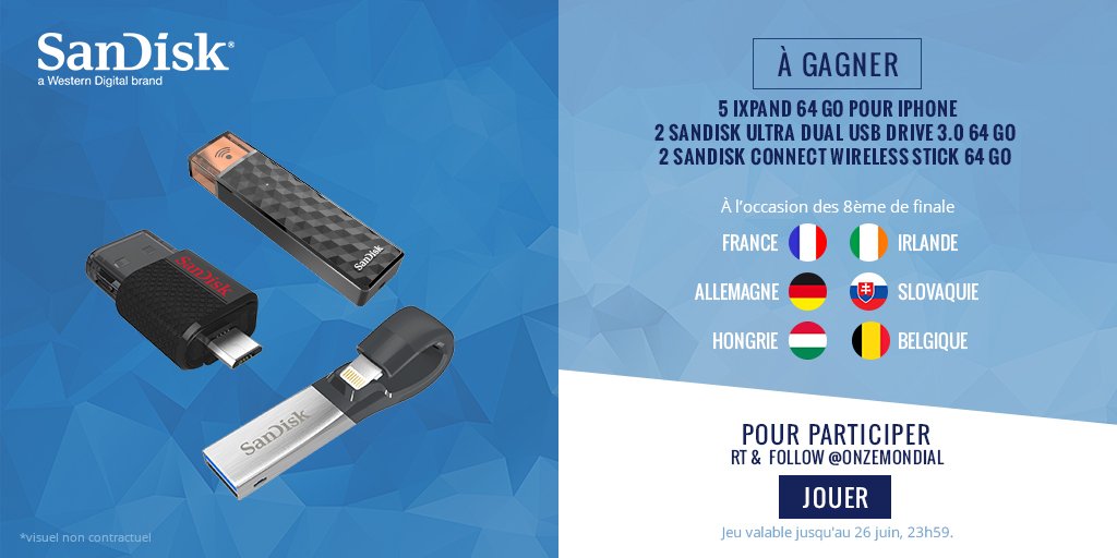 FOLLOW + RT pr gagner des clés SanDisk iXpand pour iPhone jusqu'à 23h59
#FRAIRL #concours bit.ly/28VUEP2
