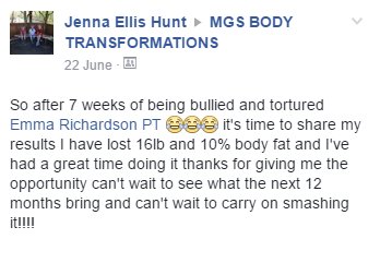 Boommmmm !! Check out Jenna's results in just 8 weeks! Lost 16lbs, 10% body fat.... #hardwork #commitment #results