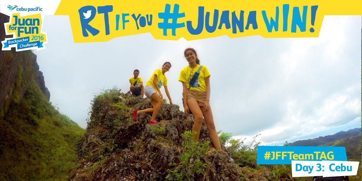 CebuPacificAir's tweet photo. Members of #JFFTeamTAG were happy hikers at Pico Osmeña in Cebu for Day 3 of #JuanForFun2016! https://t.co/LRvYQZJwyy