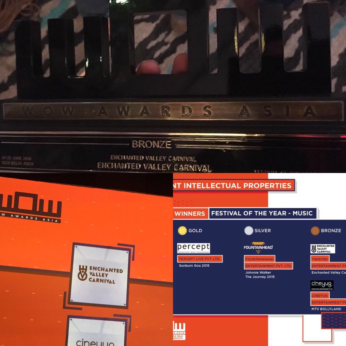 shovenshah's tweet photo. Congrats Team @EVCIndia for winning bronze for Festival of the year @WowAwardsAsia #EVC2015 #Twisted #JoinTheTribe https://t.co/wXlLsR1a1p