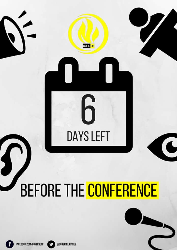 CorePhilippines's tweet photo. Are you excited to meet your fellow future champions? See you in 6 days! :) 
#CorePHConference2016Makati https://t.co/6YY2t24boP