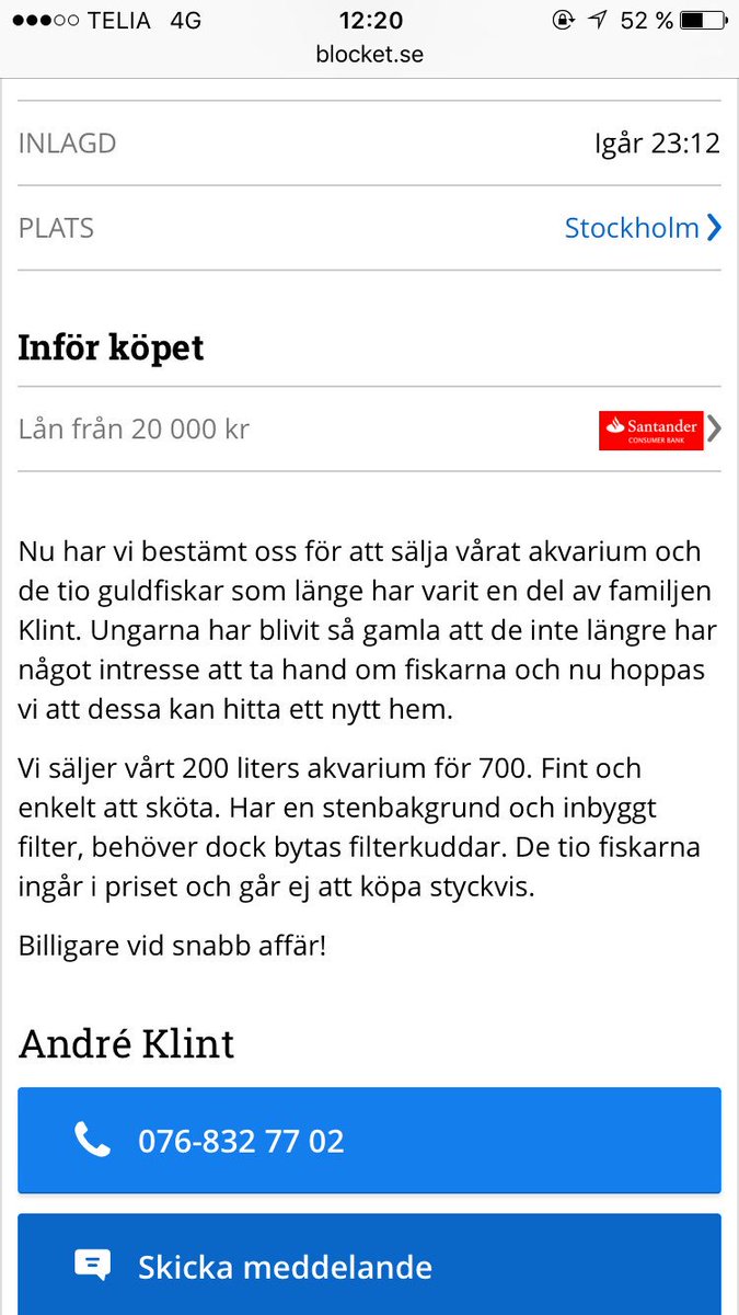 ljyng's tweet photo. Hjälp @klintanstar och hans familj att bli av med deras akvarium. Billigare vid snabb affär! #blocketkingen https://t.co/0V2lqhQLRS