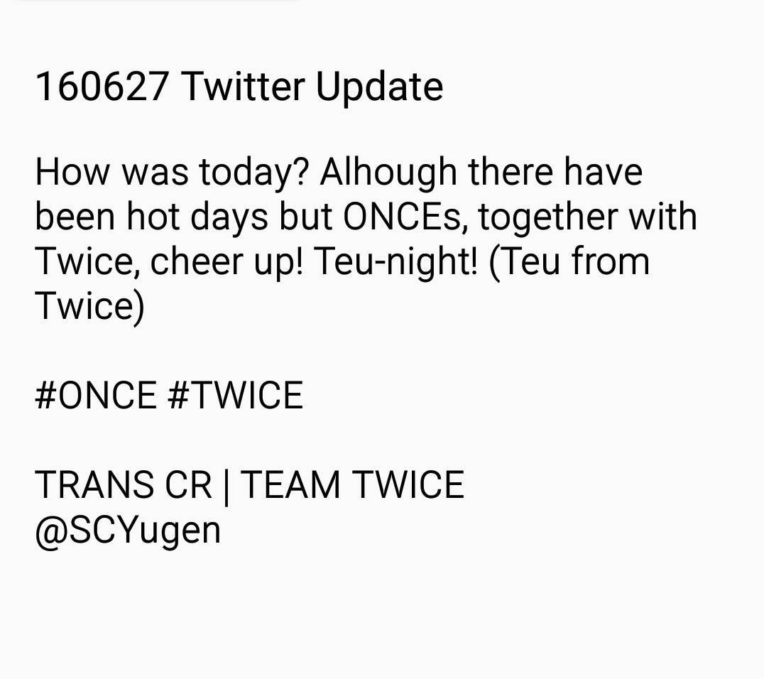 [TRANS/ENG] 160626 #TWICE Twitter update