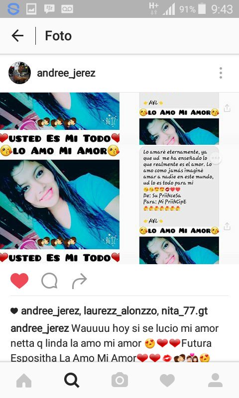 LauresDe's tweet photo. Lo Amo Mi Andree 
Usd El Gran Amor De Mi Vida!!!!!
😍😍😘😘💏💏❤❤✔💋👌 https://t.co/hoWKQ9O3yz