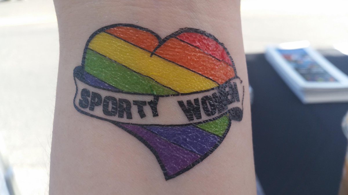 TeamCanadaLGBT's tweet photo. #LoveSportyWomen? Come get your tattoo at the #OST #SportZone - at Church &amp; Alexander until 6pm #GetOutAndPlay! https://t.co/KDJFEtUw7e