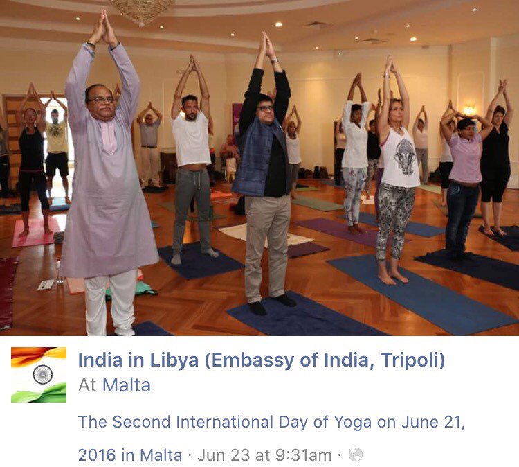 IndEmbTripoli's tweet photo. #YogaDay #YogaDay in Malta https://t.co/zfqp5SWlWj