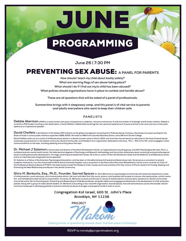 projectmakom's tweet photo. See you tonight at 7:30 at our panel on preventing sex abuse with four experts! https://t.co/AcGxhr4rGO