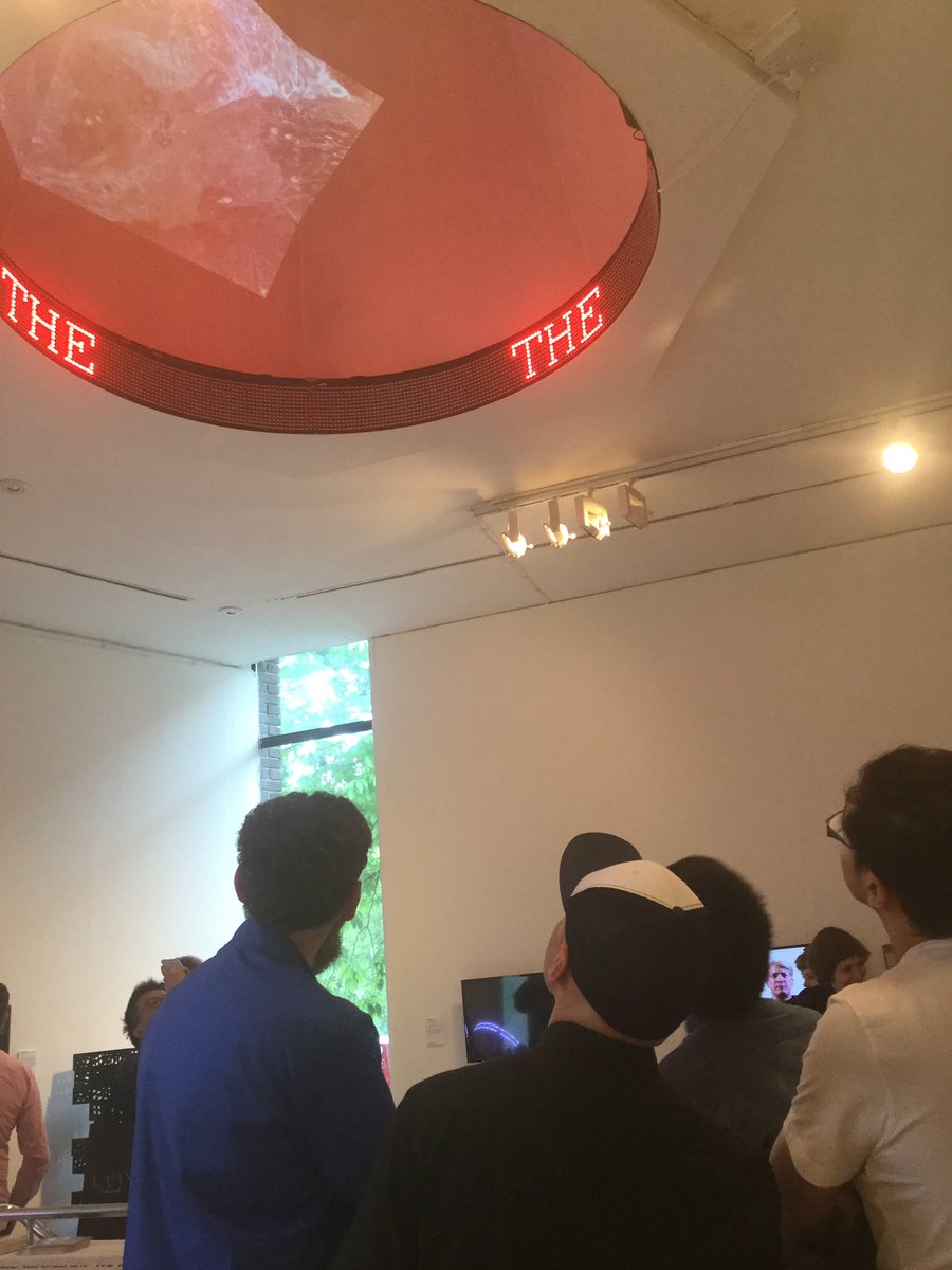 marthamcguinn's tweet photo. @_ted_hunt giving a tour of @SolutionsNo show. This is Anna Louise-Lorenz's work in a light well #showRCA #di16 https://t.co/SnXeQuaJ6S