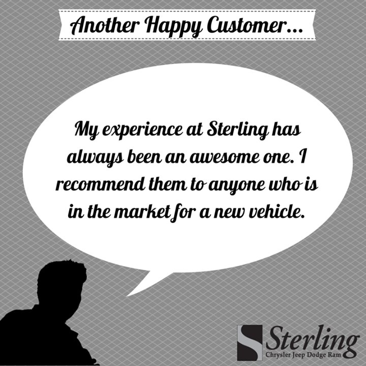 SterlingCDJR's tweet photo. We love hearing feedback from our customers, thank you for taking time to share your experience! :) #CustomerTestim… https://t.co/qsKbEUlfN7