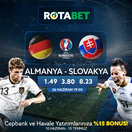 19.00 | Almanya - Slovakya
Karşılaşmaya Özel Bahisler, Yüksek Oranlar!
Hemen Oyna ➡ rotabet724.com