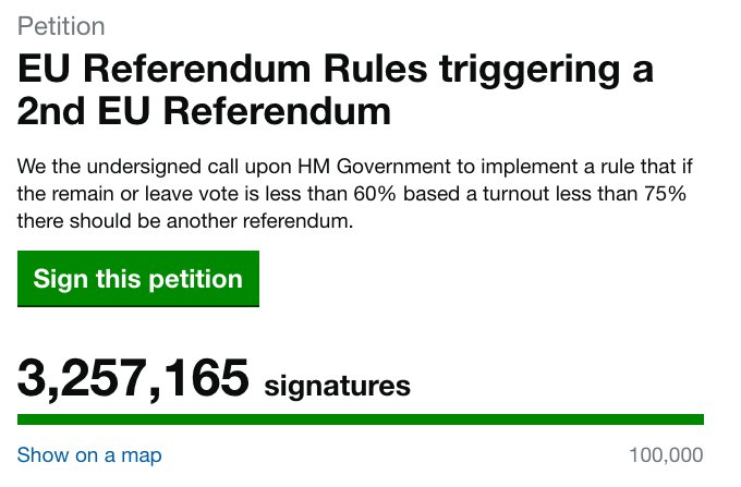 VICENews's tweet photo. The Brexit referendum do-over petition now has more than 3 million signatures https://t.co/m2NTi2I6ob https://t.co/PdfUKiNI7Q