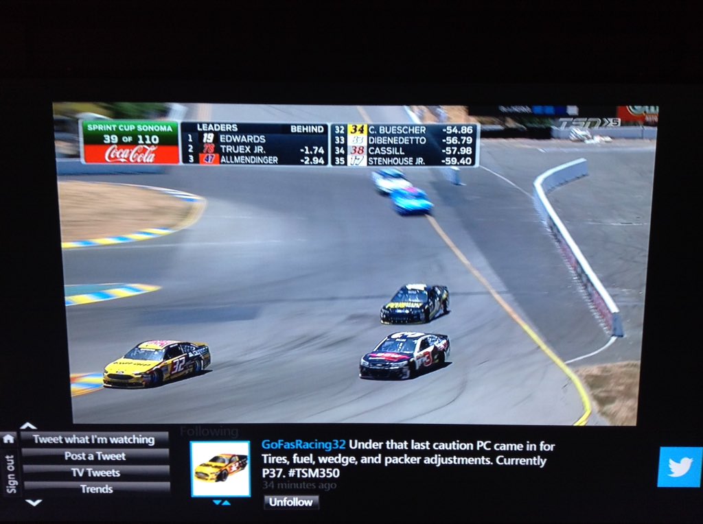 GDBanger's tweet photo. Following @patcarpentier @GoFasRacing32 Twitter feed while watching #Nascar @RaceSonoma race on @NASCARonTSN https://t.co/m8bgidTdkz