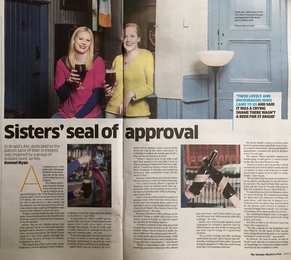 miss_susanboyle's tweet image. #Brigid'sAle in @sundaybusiness today, @missjudithboyle &amp;amp; I are chuffed 😊🍻 @ancienteastIRL