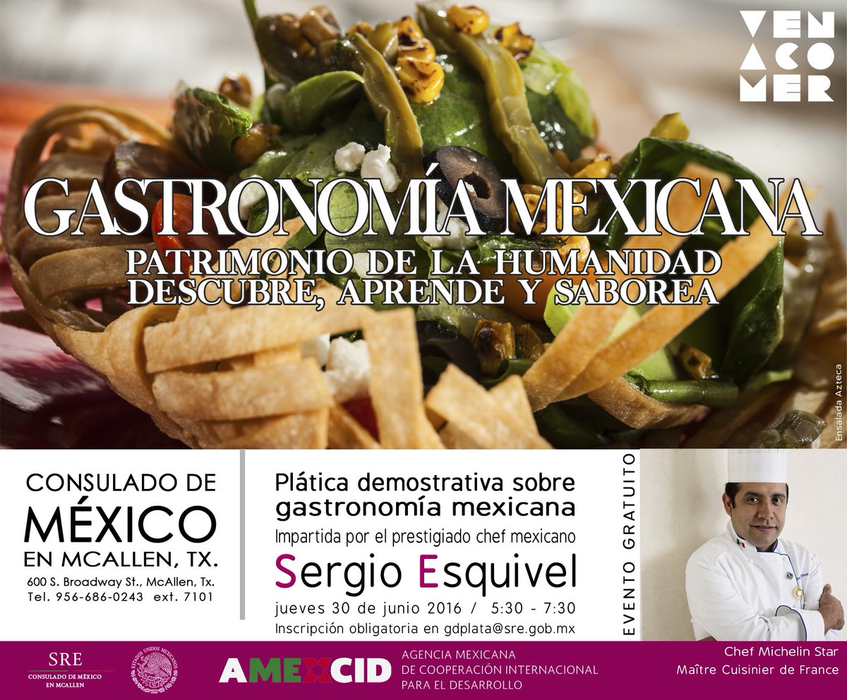 ConsulMexMAC's tweet photo. Plática demostrativa #ChefMX Sergio Esquivel sobre #GastronomíaMX en @ConsulMexMAC #VenAComer 30 JUN @IME_SRE https://t.co/tVlC2mSQJk