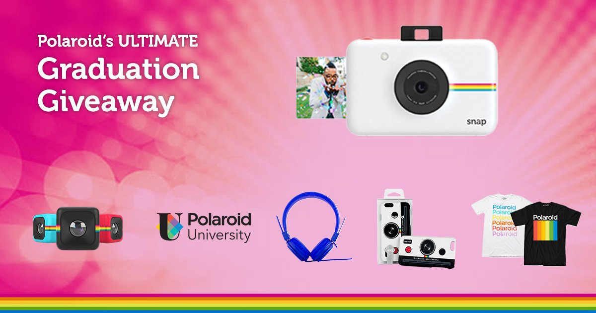 Polaroid's tweet photo. Enter to win all the Polaroid prizes you've always wanted! #GraduationGiveaway https://t.co/I7ncj1V1bR https://t.co/7KdlWMoTQ3