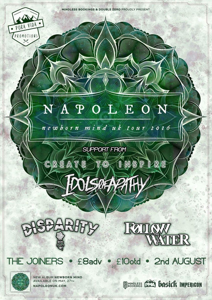 DisparityUKBAND's tweet photo. We are playing with @Napoleonuk in Southampton August 2nd, this is not one to be missed. 

#Napoleon #disparity https://t.co/7jH0bGXcSI