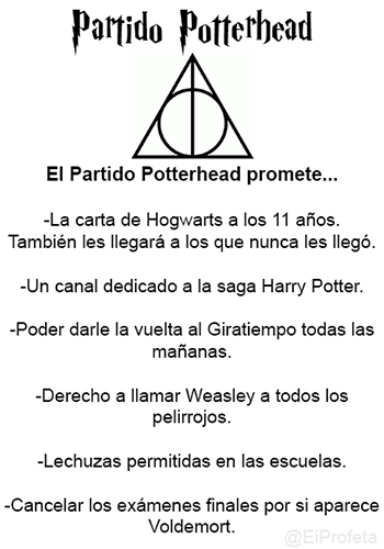 EiProfeta's tweet photo. Vota al PP, vota al Partido Potterhead. #PartidoPotterhead #EleccionesGenerales2016 https://t.co/lHBlz3EtBB