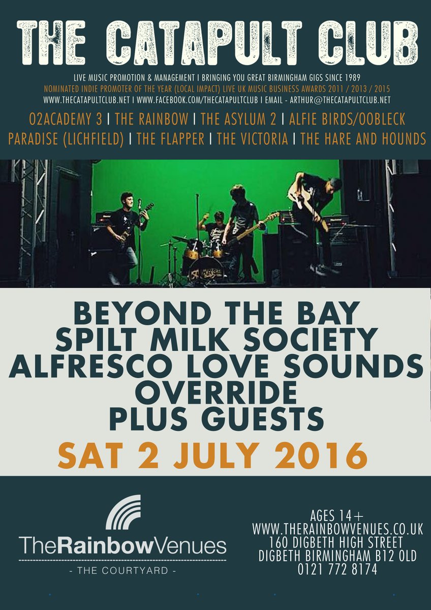 BrumHour's tweet photo. Jul 2 @therainbowlive
@beyondthebayuk
@spillymilk
@AlfrescoLS
Override
#BrumHour via @ArthurTapp https://t.co/Y1JWmCnQrA