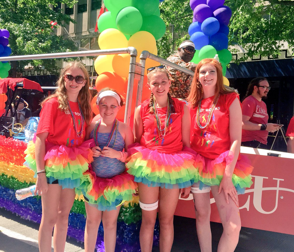 BECU's tweet image. A shot from setup at #SeattlePride. Our team is ready to rock with #HitExplosion